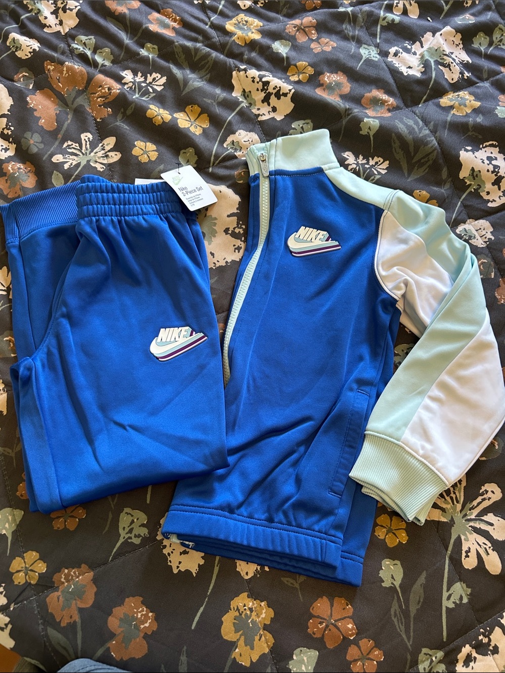 Nike Kids Blue and Mint Track Jacket & Joggers Set Sz 6-7
